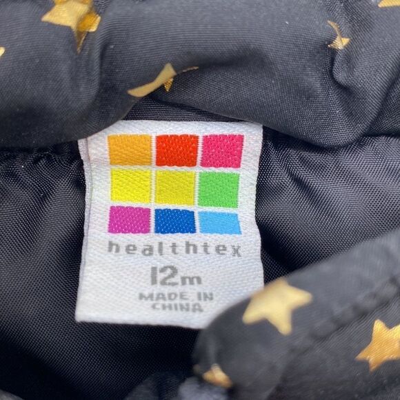 Healthtex Puffy Vests Set of 2 Bright Pink  Silver Hearts Black Gold Stars 12 M - Picture 13 of 15